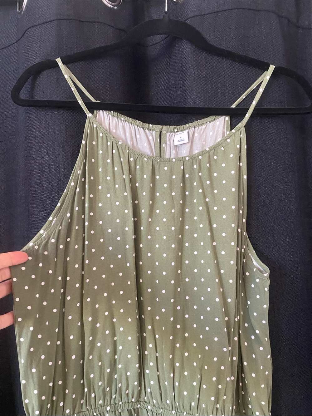 Old Navy Olive Green Polka Dot Romper - Picture 3 of 6